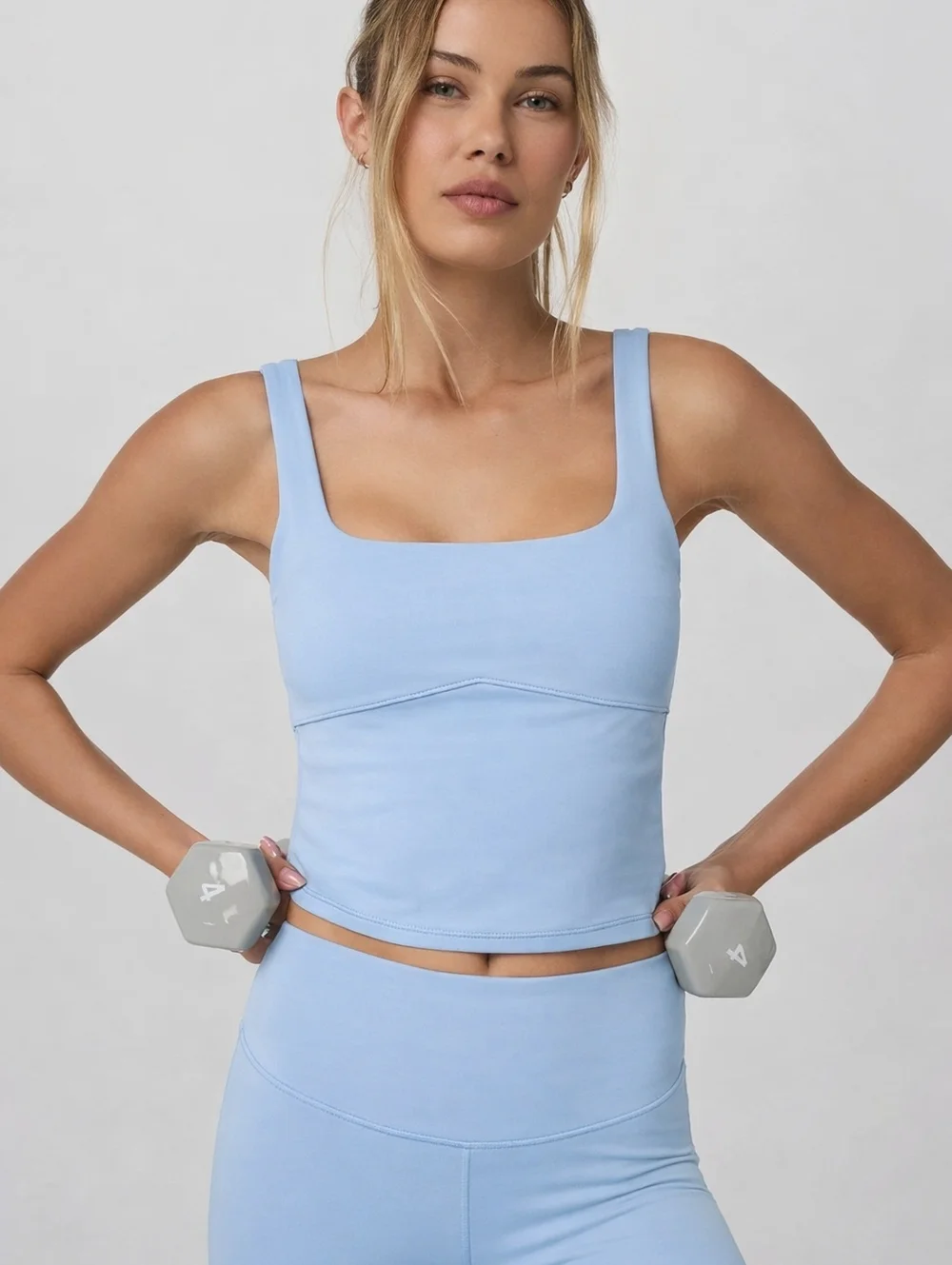 NWOT Vuori Alltheform Light Blue Square Neck Athletic Tank Top Medium Athleisure - Picture 1 of 10